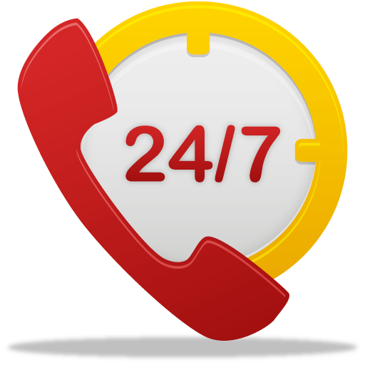 Picture this: a sleek red telephone handset, perfectly curved to form the shape of an analog clock. The outer segments of the clock are vibrantly yellow, catching your eye immediately. Positioned proudly in the center are bold red numbers reading "24/7", symbolizing unwavering DFW Airport Transfer service — always ready, anytime you need it. It's not just availability; it's a promise of round-the-clock commitment.