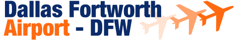 The image shows the text "Dallas Fort Worth Airport - DFW" with three airplane silhouettes flying in a rightward direction, symbolizing seamless DFW Airport transportation.